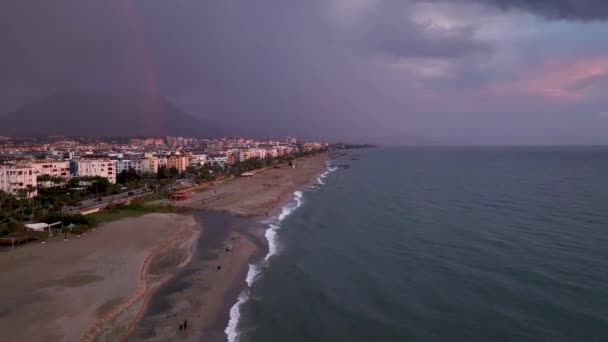 Cloudy Sunset Sea Colorful Colors Aerial View — Αρχείο Βίντεο