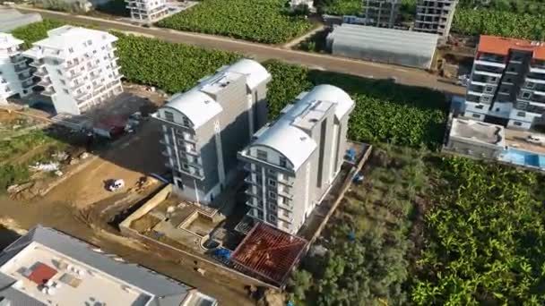 建造住宅大楼的空中景观 — 图库视频影像