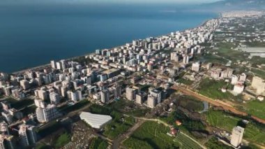 Panorama of the city from a birds eye view 4 K