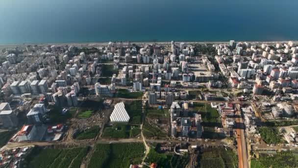 City Panorama Seashore Aerial View — Stockvideo
