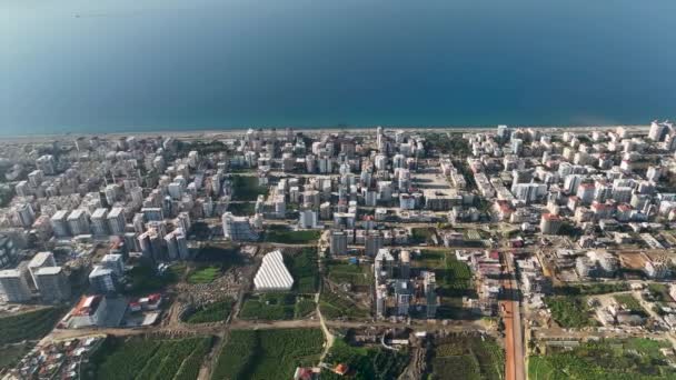 City Panorama Seashore Aerial View — Stock Video