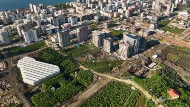 City Panorama Seashore Aerial View — Wideo stockowe