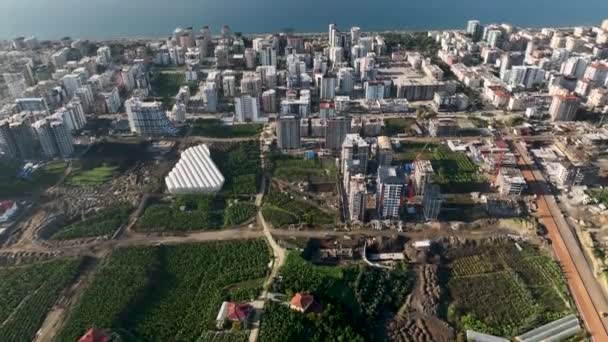 City Panorama Seashore Aerial View — Vídeo de Stock