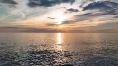 Cloudy sunset at sea colorful colors aerial view