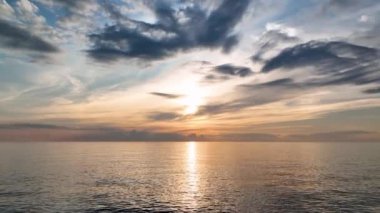 Abstract aerial nature summer ocean sunset sea and sky background. Vacation, travel and holiday concept 4 K