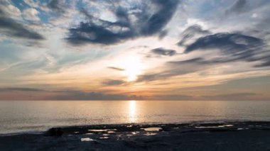 Abstract aerial nature summer ocean sunset sea and sky background. Vacation, travel and holiday concept 4 K
