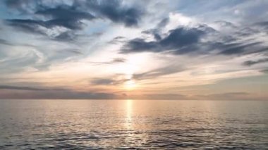Abstract aerial nature summer ocean sunset sea and sky background. Vacation, travel and holiday concept 4 K