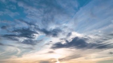 Cloudy sunset at sea colorful colors aerial view