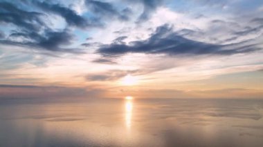 Cloudy sunset at sea colorful colors aerial view
