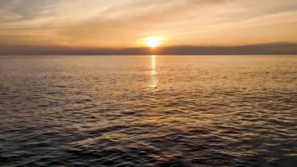 Aerial View Drone Low Altitude Sunset Summer Motion Small Waves — Video