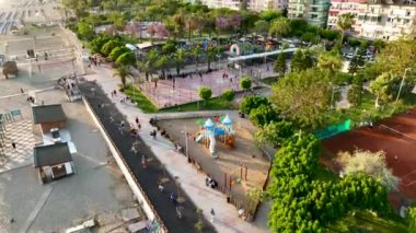 Basketball court aerial background view