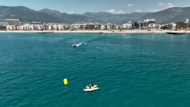 Parasailing Awesome Motor Boat Aerial View — Stock videók