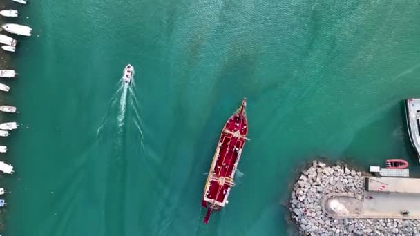Pirate Harbor Boat Trip Aerial View Background — Video