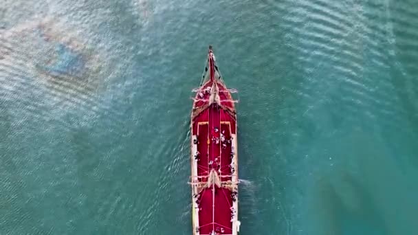 Pirate Harbor Boat Trip Aerial View Background — Stock videók