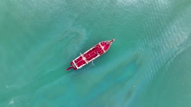 Pirate Harbor Boat Trip Aerial View Background — Stockvideo