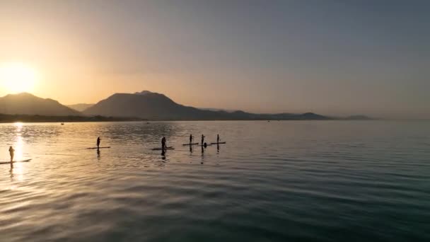Сонячний Підйом Alanya Harbor Повітряний Вид Туреччину — стокове відео