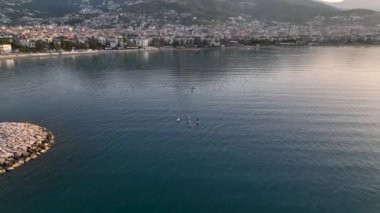 Sunrise Alanya Harbor aerial view awesome view Turkey