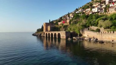 Sunrise Alanya Harbor aerial view awesome view Turkey