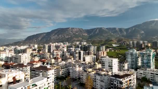 City Panorama Seashore Aerial View — Stockvideo