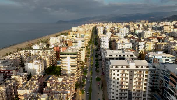 Panorama Orașului Malul Mării Vedere Aeriană — Videoclip de stoc