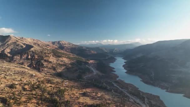 Drone Flight Mountains Beautiful Sunset Light — Stockvideo