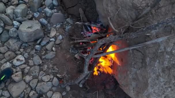 Drone Only Shooting Help You Make Fire Quickly — Vídeo de Stock