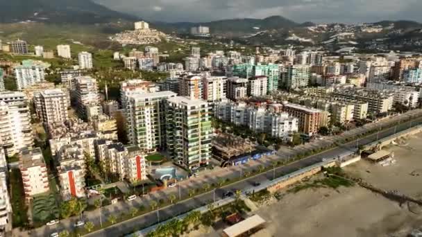 City Panorama Seashore Aerial — Wideo stockowe