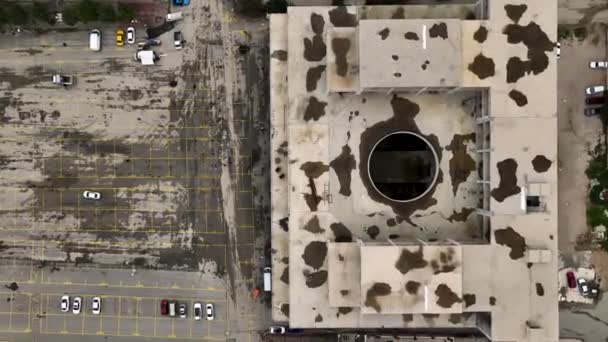 Old Unfinished Mall Empty Space Bare Concrete Aerial View Aerial — 图库视频影像
