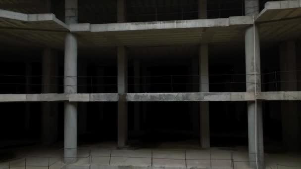 Old Unfinished Mall Empty Space Bare Concrete Aerial View Aerial — Vídeo de Stock