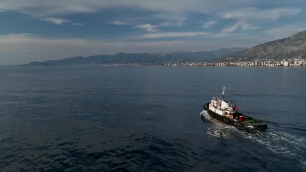 Maritime Industry Mediterranean Sea Aerial View Beautiful Sunlight – Stock-video