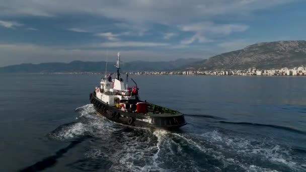Maritime Industry Mediterranean Sea Aerial View Beautiful Sunlight — Stok video