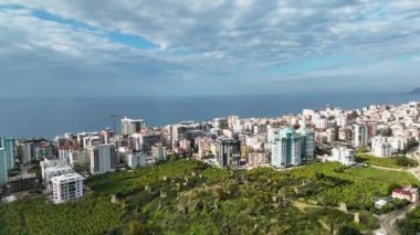 Panorama Of The Buildings On The Coastline City Alanya Turkey Aerial view