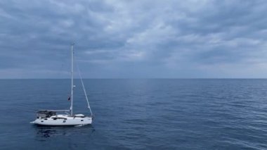 Sailing yacht in the tropical lagoon. Tropical landscape.