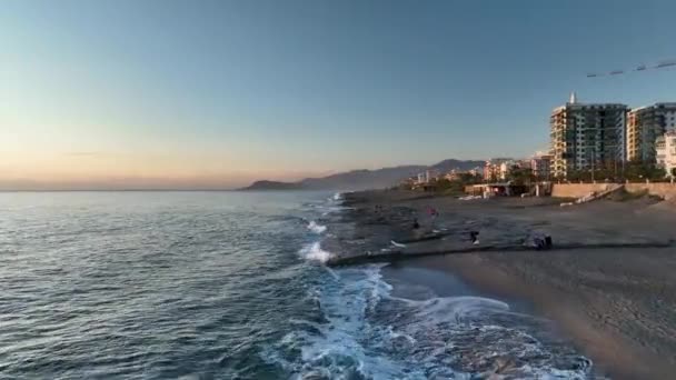 Stone Beach Top View Koncept Rekreační Hotelové Oblasti Tureckém Pobřeží — Stock video