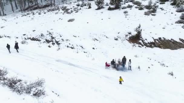 Piękny Zimowy Krajobraz Wysoko Górach Rodzina Piknik — Wideo stockowe