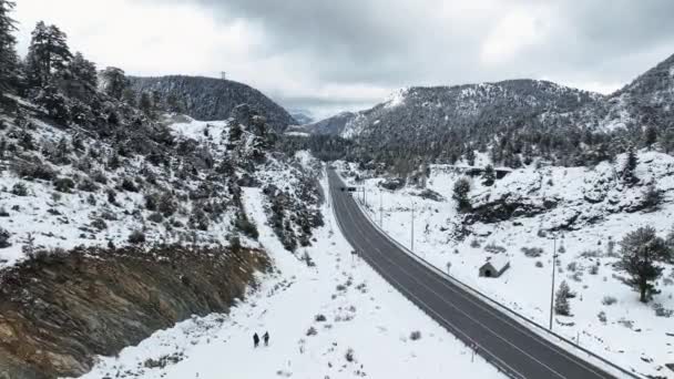 Epische Sneeuwwitte Winter Besneeuwde Bergketen — Stockvideo