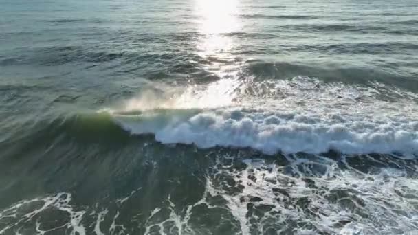 Amazing Nature Beautiful Texture Big Power Dark Waves Ocean Aerial — Vídeo de stock