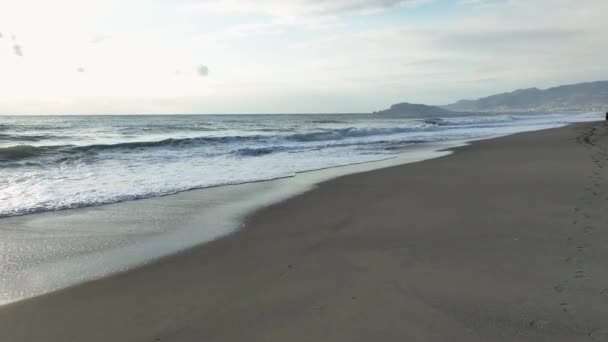 海の波 美しい風景は 波の海 クローズアップの砂浜の海岸で実行されます 高画質映像 — ストック動画