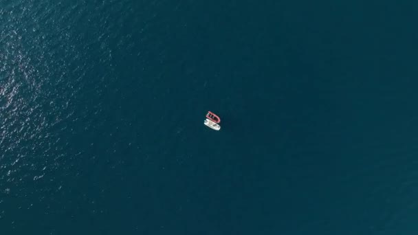 Boat Motor Boat Patrolling Radar Top View Camera Follows Boat — Stock Video