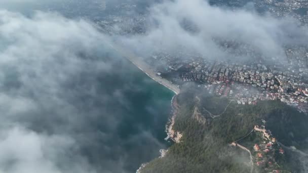 Most Cinematic Smooth Side Flight Drone Beautiful Beach Horizon City — Stock Video