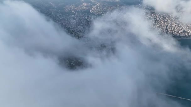 Вид Воздуха Панорама Города Аланья Турция Горы Горизонте Голубым Небом — стоковое видео