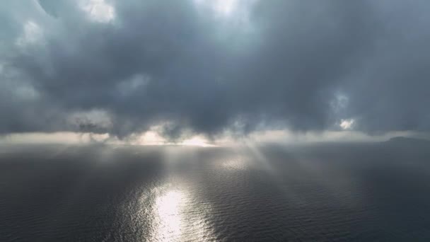 Oblačno Západ Slunce Vysoko Nad Mořem Letecký Výhled Středozemním Pobřeží — Stock video