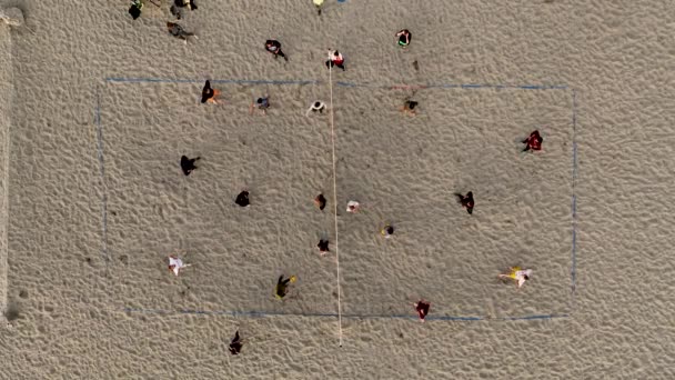 Aerial Shot People Playing Volleyball Old Volleyball Court Turkey Alanya — Stock Video