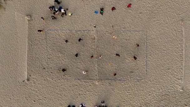 Vista Dall Alto Una Pratica Beach Volley Sulla Sabbia — Video Stock