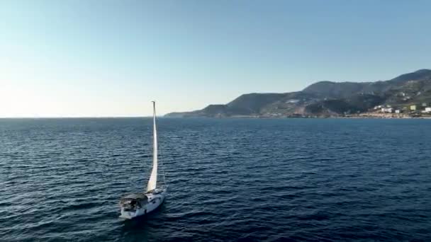 Wind Sailing Boat Sailing Sea River Lake Water Golden Hour — Stock Video