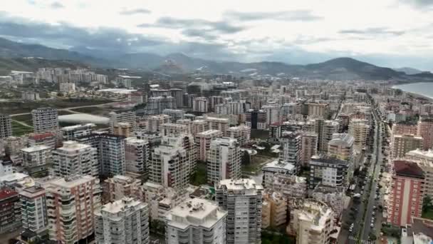 Oblaka Městských Příběhů Zažijte Dramatické Děj Rozvíjející Alanyas Městské Krajiny — Stock video