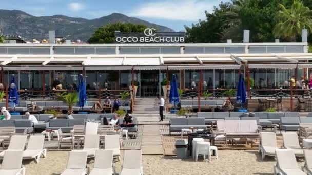 Descubra Encantos Café Beira Mar Praia Cleópatra Alanya Com Nossa — Vídeo de Stock