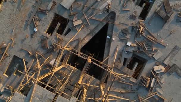 Опыт Волнение Многосемейного Проекта Строительства Кинематографический Беспилотник Захватывает Потрясающие Воздушные — стоковое видео