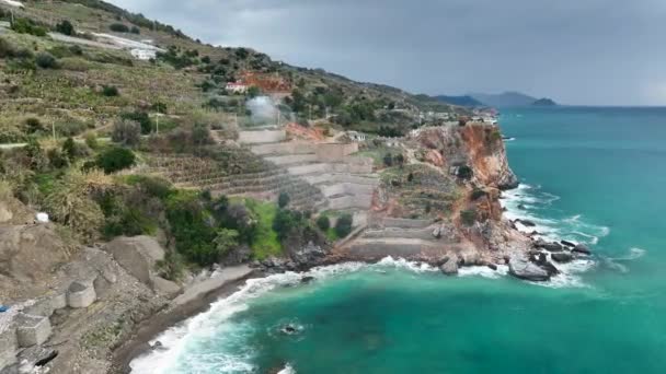 Escapar Fascinante Belleza Costera Alanya Turquía Como Dron Sigue Coche — Vídeo de stock