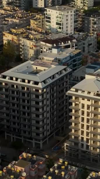 Alanya Aerial Tour Mediterranean Citys Elite Districts New Construction Zone — Wideo stockowe